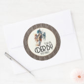 Racepaarden en jockeys Derby Brown Ronde Sticker (Envelop)