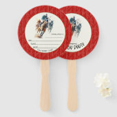 Racepaarden en Jockeys Derby Party Rood Handwaaier (Voorkant en achterkant)