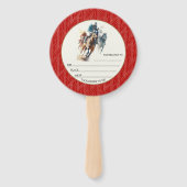 Racepaarden en Jockeys Derby Party Rood Handwaaier (Voorkant)