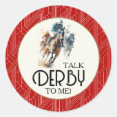 Racepaarden en jockeys Derby Red Ronde Sticker (Voorkant)