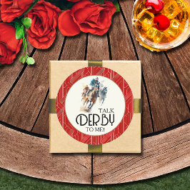 Racepaarden en jockeys Derby Red Ronde Sticker
