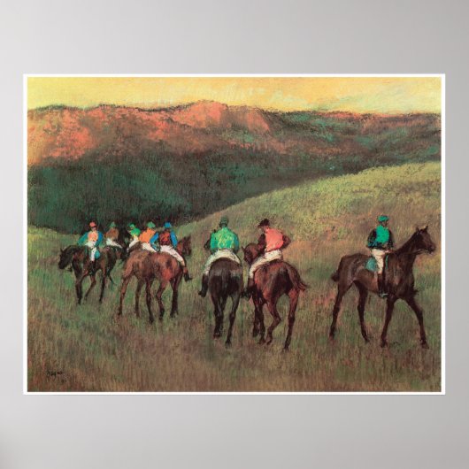 Racepaarden in een landschap, 1894, Edgar Degas Poster (Voorkant)