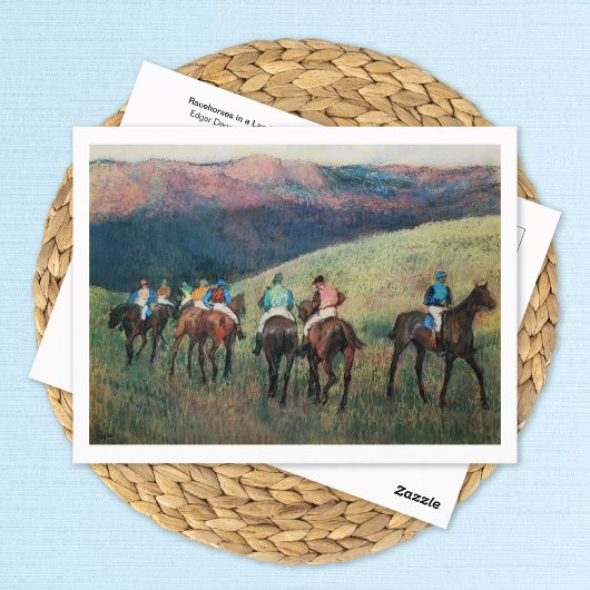 Racepaarden in een landschap Edgar Degas Briefkaart