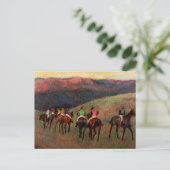 Racepaarden in een landschap-jockeys-paarden-art D Briefkaart (Staand voorkant)