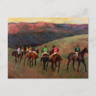 Racepaarden in een landschap-jockeys-paarden-art D Briefkaart