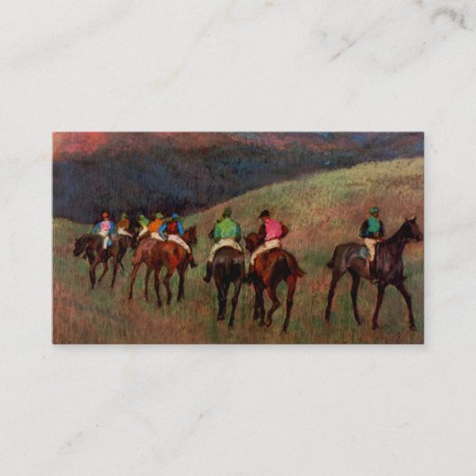 Racepaarden in een landschap-jockeys-paarden-art D Visitekaartje (Voorkant)