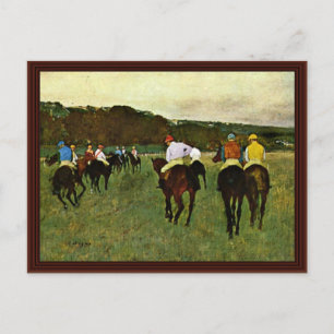 Racepaarden in Longchamp door Edgar Degas Briefkaart
