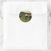 Racepaarden in Longchamp door Edgar Degas Ronde Sticker (Tas)