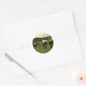Racepaarden in Longchamp door Edgar Degas Ronde Sticker (Envelop)