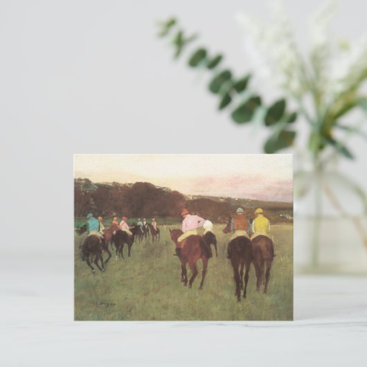 Racepaarden op Longchamp door Edgar Degas Briefkaart (Staand voorkant)