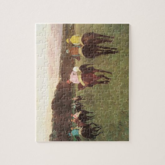 Racepaarden op Longchamp door Edgar Degas Legpuzzel (Verticaal)