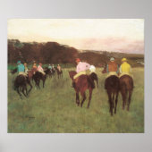Racepaarden op Longchamp door Edgar Degas Poster (Voorkant)