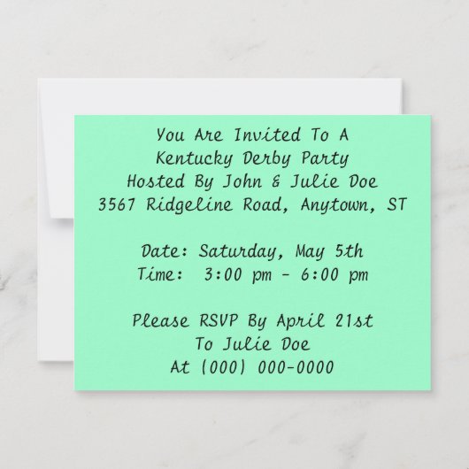 Racepaarden race Kentucky Derby Party Invitation Kaart (Achterkant)