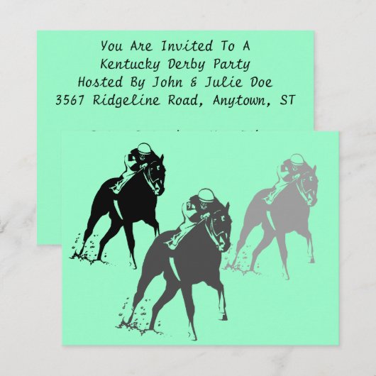 Racepaarden race Kentucky Derby Party Invitation Kaart (Voorkant / Achterkant)