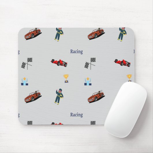 Racepatroon op grijs muismat (Met muis)