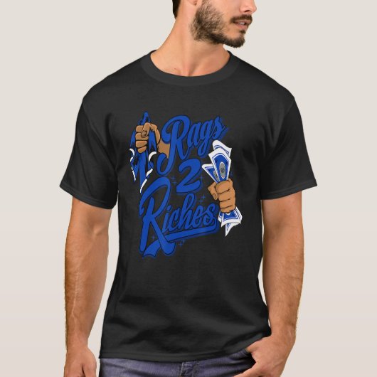 Racer Blue 5s-T-shirt op overeenkomende Rags met 2 T-shirt (Voorkant)