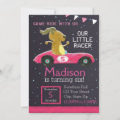 Racer Car Invitation (meisje) Kaart (Voorkant)