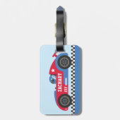 Racer in Blue en Red Race Car Kinder Bagagelabel (Achterkant verticaal)