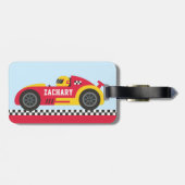 Racer in Gele en Rode Race Kinderen Bagagelabel (Achterkant horizontaal)