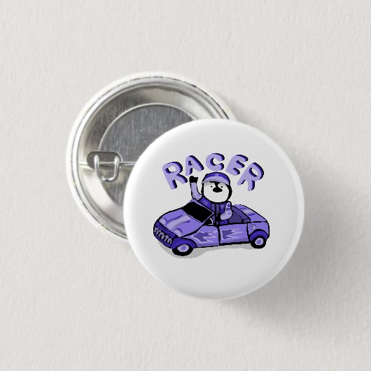 Racer Paarse Pinguïn Ronde Button 3,2 Cm (Voorkant /achterkant)