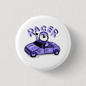 Racer Paarse Pinguïn Ronde Button 3,2 Cm (Voorkant)