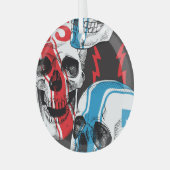 Racer Skull:  naadloze rebellie. Glas Ornament (Voorkant links)