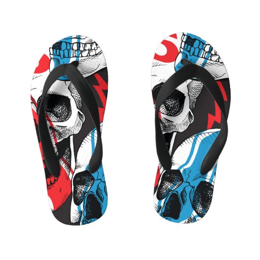 Racer Skull:  naadloze rebellie. Kinder Teenslippers (Voetbed)