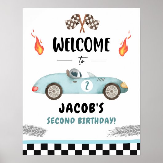 Racerace Auto Two Fast Curious Boy Welkom Poster (Voorkant)