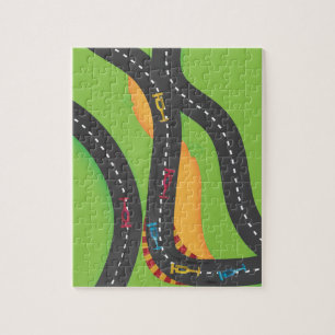 raceraces+personenauto's met een grote+prix-auto's legpuzzel