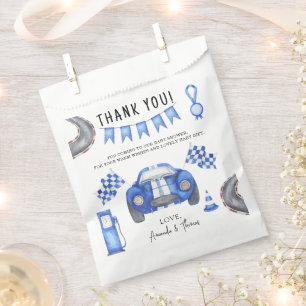 Racerauto baby shower - dank je bedankzakje