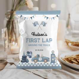 Racerauto Blauwe Jongen Verjaardag Chipzak Verpakk Flyer