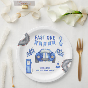 Racerauto eerste verjaardagsfeestje papieren bordje