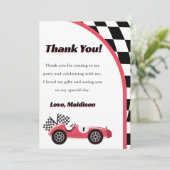 Racerauto Rode Verjaardagsfeest Dank Je Kaart (Staand voorkant)