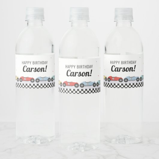 Racerauto Verjaardag Waterfles Label Etiket (Flessen)