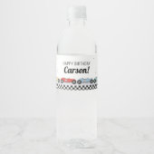 Racerauto Verjaardag Waterfles Label Etiket (Voorkant)