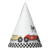 Racerauto verjaardagsfeesthoeden feesthoedjes (Links)