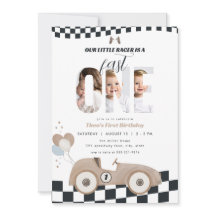 Racerauto Vintage Auto Eerste Verjaardagsuitnodigi