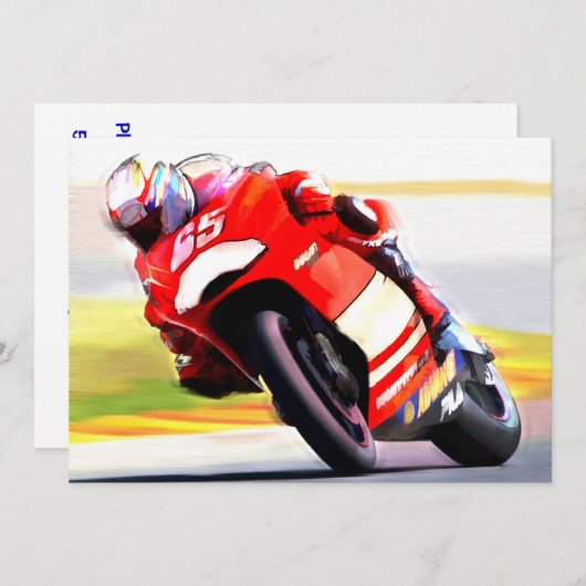 Racerrode motorfiets kaart (Voorkant / Achterkant)