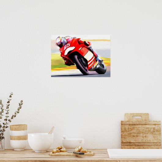 Racerrode motorfiets poster (Keuken)