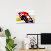 Racerrode motorfiets poster (Thuiskantoor)