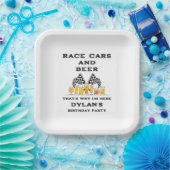 Races Auto & Bier Geruite Vlag Raceday Verjaardag Papieren Bordje (Feest)