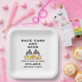 Races Auto & Bier Geruite Vlag Raceday Verjaardag Papieren Bordje (Feest)