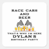 Races Auto & Bier Geruite Vlag Raceday Verjaardag Vierkante Sticker (Voorkant)
