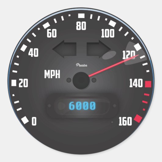 Racesauto snelheidsmeter ronde sticker (Voorkant)