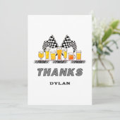 Racesauto's & Bier Geruite Vlag Raceday Verjaardag Bedankkaart (Staand voorkant)