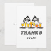 Racesauto's & Bier Geruite Vlag Raceday Verjaardag Bedankkaart (Voorkant / Achterkant)