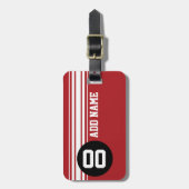  racestrepen - rood en zwart bagagelabel (Voorkant verticaal)