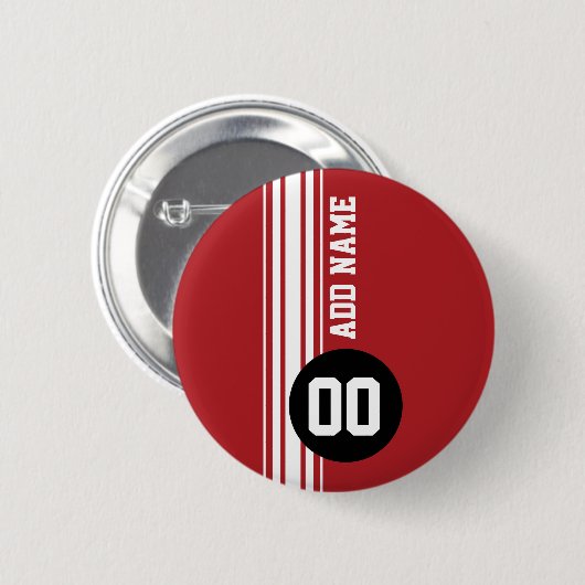 racestrepen - rood en zwart ronde button 5,7 cm (Voorkant /achterkant)