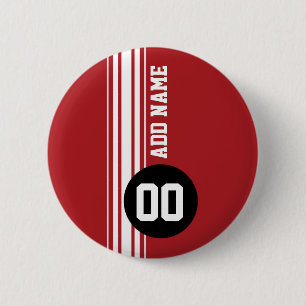 racestrepen - rood en zwart ronde button 5,7 cm