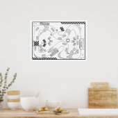 Racetrack Motor Cars Boys DIY Colour Poster (Keuken)